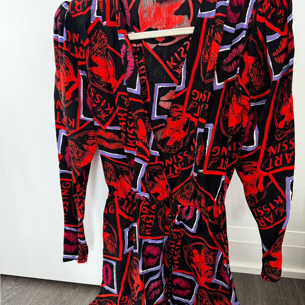 The Kooples Red, Black & Purple Graphic Top